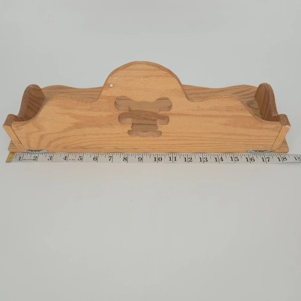 Vintage Oak Wood Teddy Bear Cutout Wall Book Shelf Nursery Decor 18 in Country
